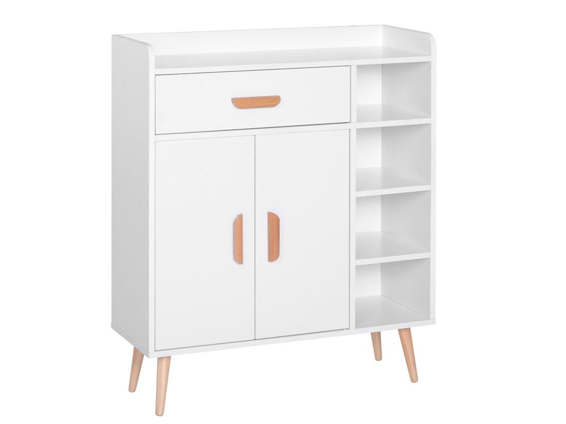 Aparador moderno Zencore Services con 2 puertas de cristal, 60x35x120cm, marrón