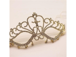 Máscara De Mujer Con Diamantes De Imitación Y Cristales Brillantes Para Bailes, Fiestas De Disfraces, Halloween Y Cumpleaños - Color Dorado