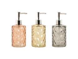 Dispensador de Jabón HOME ESPRIT Amarillo Gris Ambar Plateado Cristal ABS 320 ml 7,5 x 7,5 x 17,5 cm (3 Unidades)