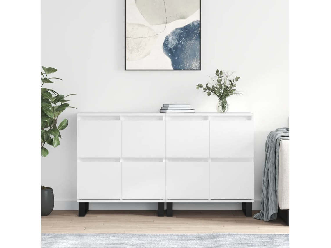 Aparadores 2 Uds | Aparador De Comedor | Armario De Cocina Madera Contrachapada Blanco