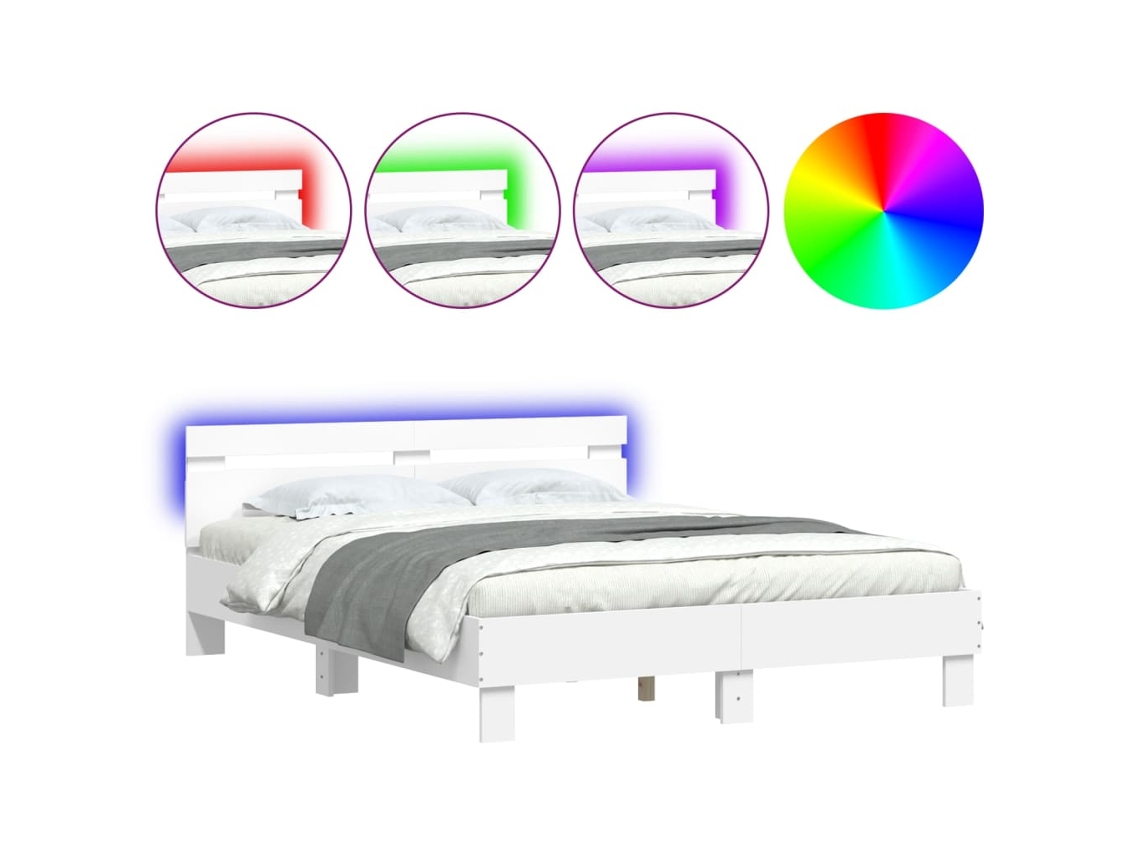 Maison Exclusive - Estructura De Cama Con Cabecero Y Luces Led Blanco 150x200 Cm