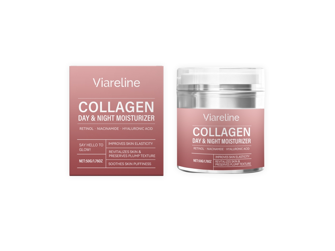 Crema hidratante reafirmante con colágeno para día y noche.