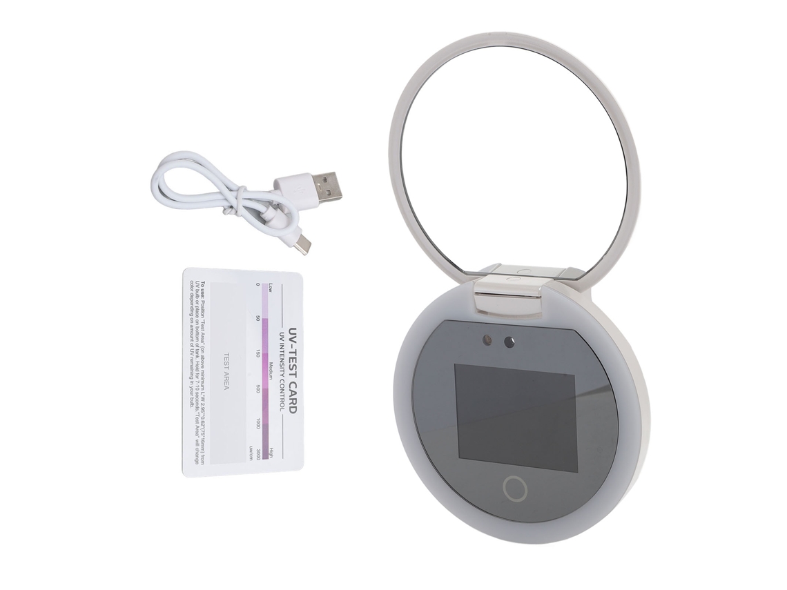 Espejo De Maquillaje Uv Plegable Portátil Con Lupa Led 2x, Recargable, De 3,5 Pulgadas, Para Viajes Al Aire Libre.