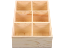Organizador De Escritorio De Madera Natural Con 6 Compartimentos Y Separadores, Caja De Almacenamiento.