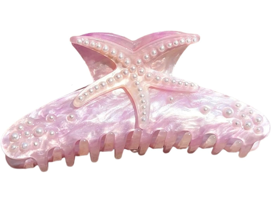 Pinza Para El Cabello Acrílica Decorada Con Estrellas De Mar Y Diamantes De Imitación, Ideal Para Fiestas Y Bodas.