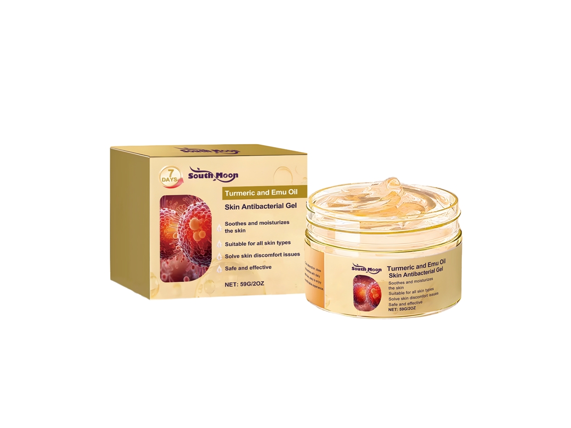 Gel hidratante calmante con curcumina para piel sensible.