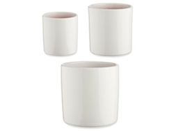 Set de Macetas Ø 14 cm Ø 22 cm Ø 17 cm Cilindro 3 Piezas Blanco