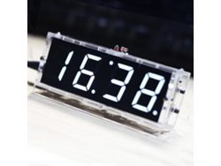 Kit de reloj digital LED de 4 dígitos Veloriskku-diy con control de luz y temperatura, y carcasa transparente.