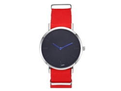 Reloj De Pulsera Informal De Moda Para Hombre Con Correa De Nailon Sencilla Y Esfera Redonda Roja.