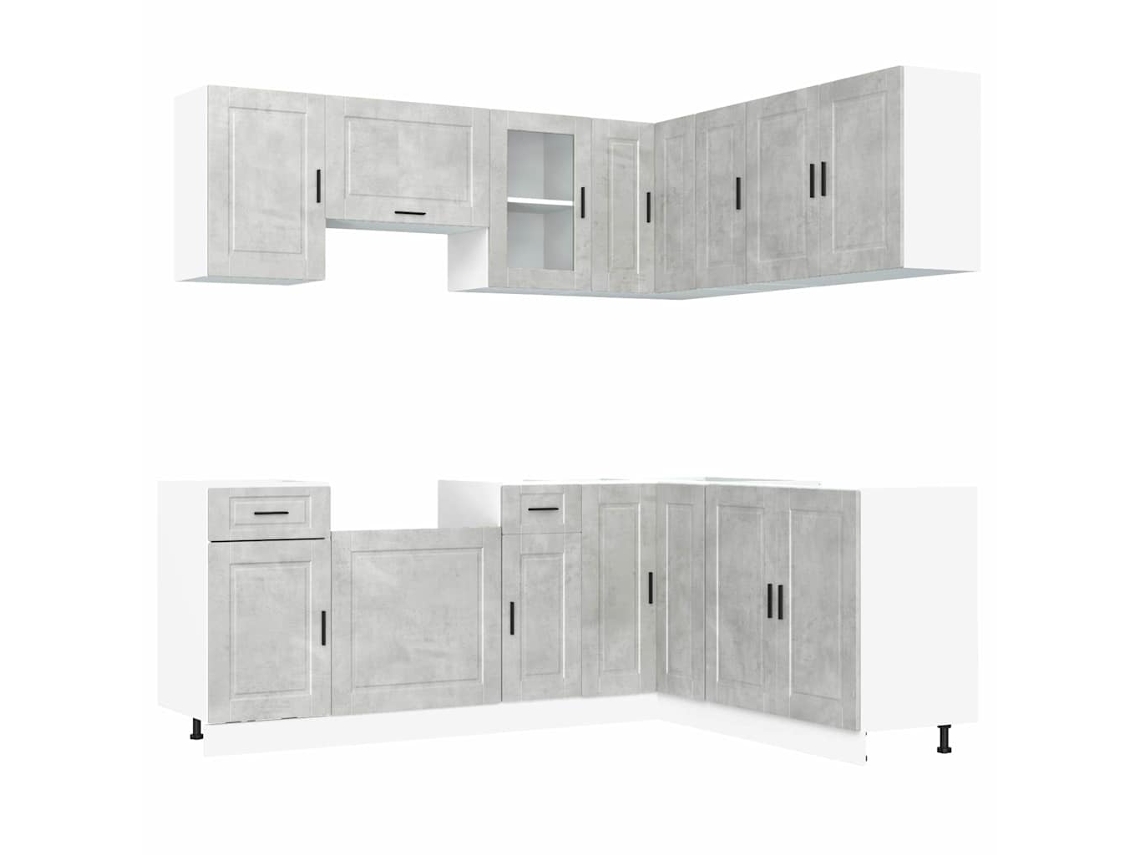 Juego de 11 gabinetes de cocina gris cemento MAISON EXCLUSIVE