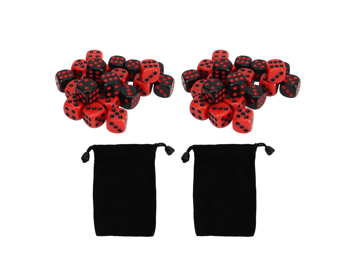 48 Dados De Plástico De 6 Caras, Impermeables, Rojos Y Negros, Para Juegos De Mesa, Fiestas, Bares Y Clubes.