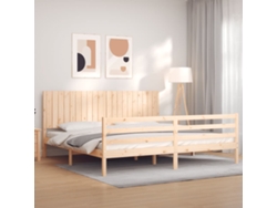 Cama De Matrimonio | Cama Para Adultos | Estructura De Cama Con Cabecero Madera Maciza 200x200 Cm