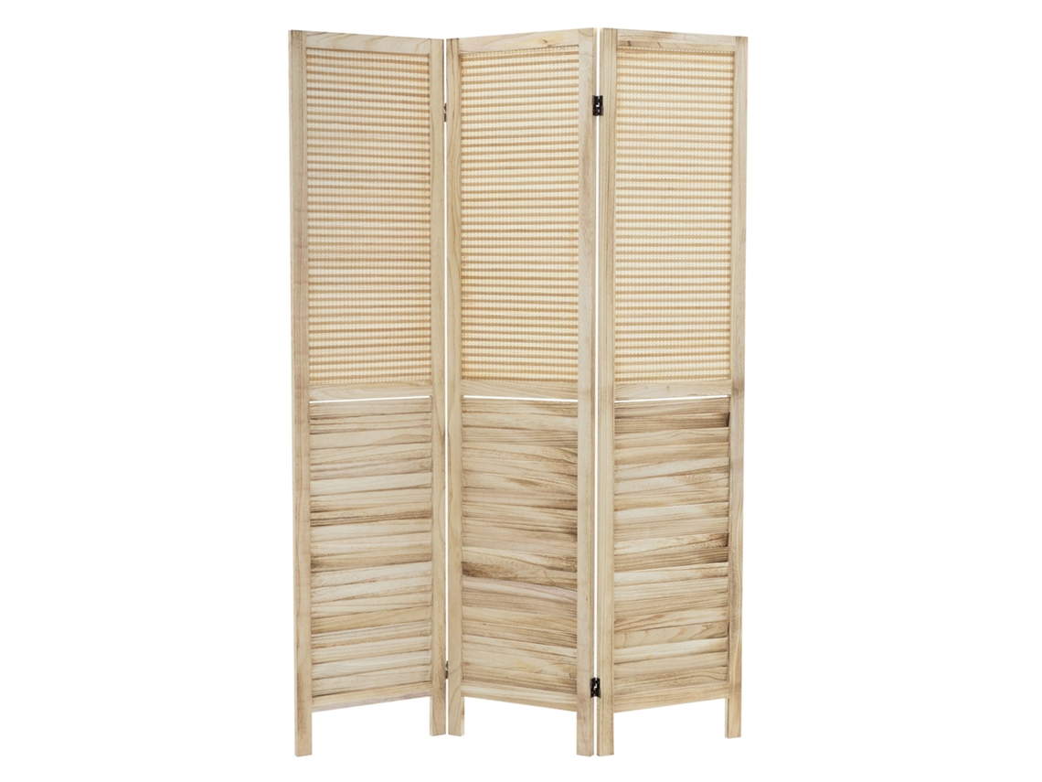 Mampara divisoria plegable de 3 paneles modelo Osaka de ML DESIGN en madera natural, 170 x 121 cm
