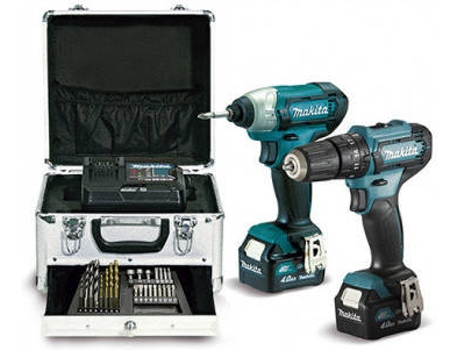 Taladro bateria HP333D + atornillador de impacto TD110D 12V + maletín con acc - MAKITA
