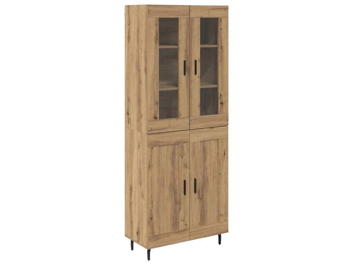 Aparador Alto 2 Uds | Aparador De Comedor | Armario De Cocina Roble Artesanal Madera De Ingeniería