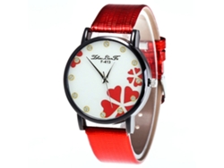 Reloj De Cuarzo Para Mujer, Estilo Estudiante, Con Correa De Piel Sintética Y Esfera Moderna Con Forma De Corazón (rojo).
