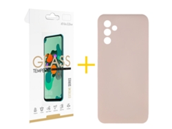 Pack 1 X Película de Vidrio Templado 2.5D + Funda SKYHE para Samsung Galaxy A16 5G Silicona Líquida Rosa