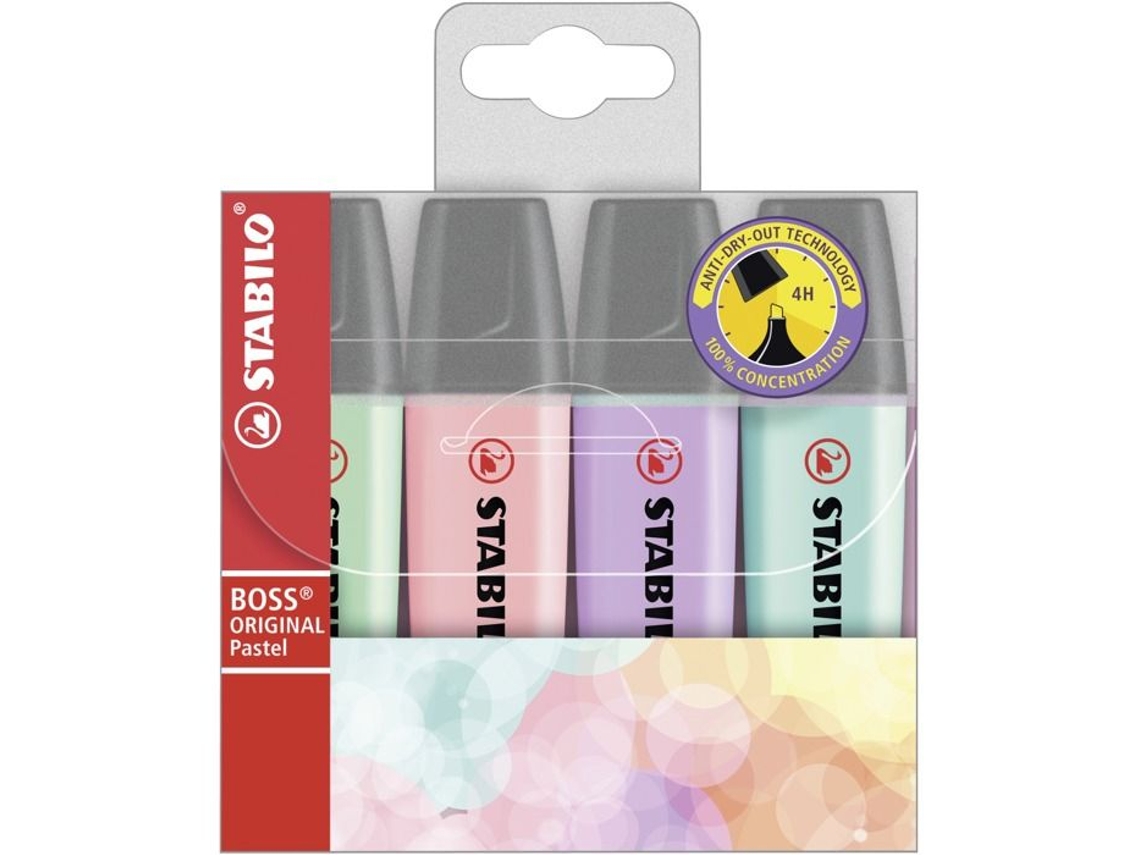 Bolígrafo Stabilo Boss Original Pastel Rosa Lila Turquesa Menta (4 unidades)