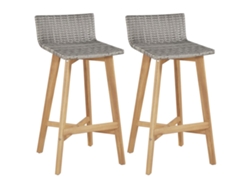 Sillas de bar (2 unidades), madera maciza de acacia, DKD Home Decor