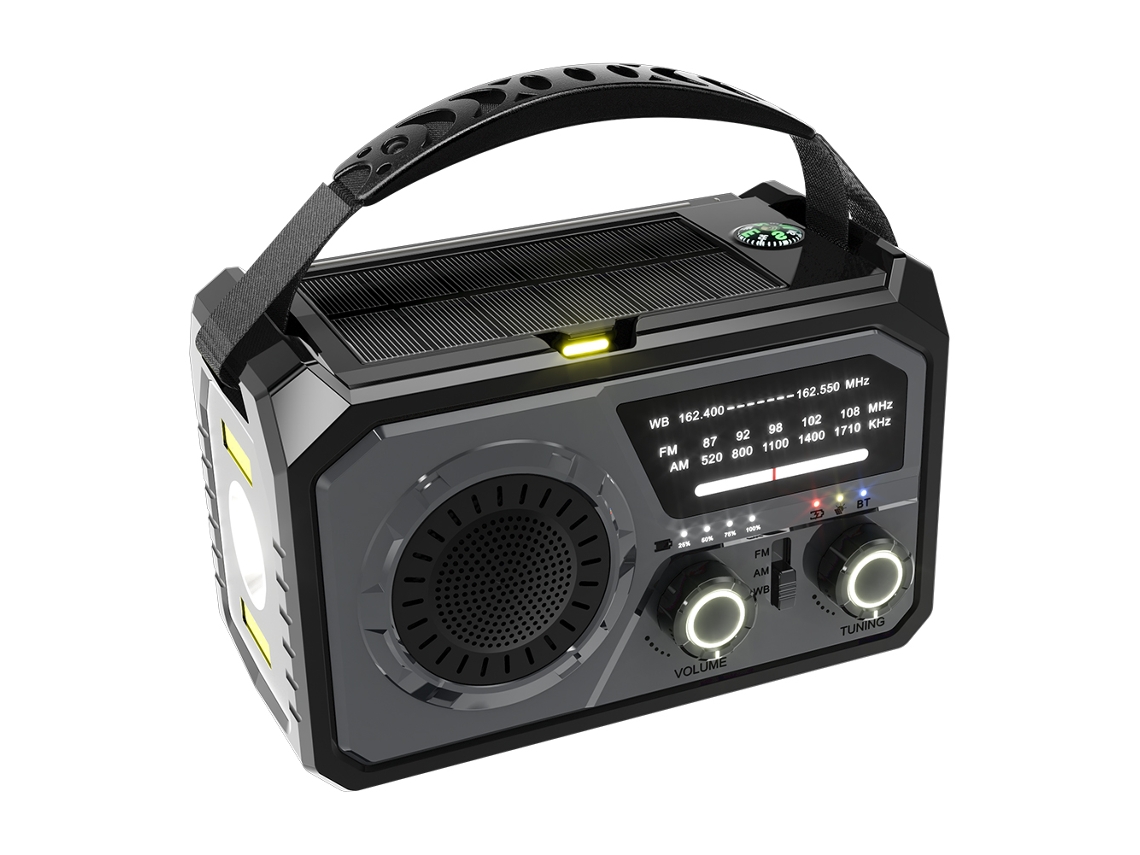 Radio portátil de 16000 mAh AM/FM/WB NOAA con linterna LED, lámpara de lectura y alarma SOS. Ideal para emergencias y supervivencia al aire libre. Viewleaf