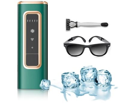 Depiladora Láser IPL con Función de Enfriamiento Unisex Pulso de Zafiro Indolor CHRONUS FY-509AG Verde