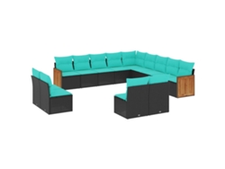 Maison Exclusive - Conjunto De Sofá De Jardín De 13 Piezas Con Cojines, De Poliratán Negro