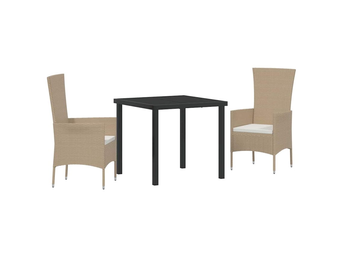 Conjunto de muebles de exterior modernos de 3 piezas Vidaxl en mimbre beige