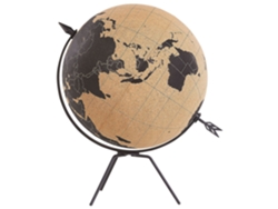 Globo terráqueo de mesa decorativo con soporte de metal y flecha BELIANI Battuta de Corcho Marrón 29x29x35