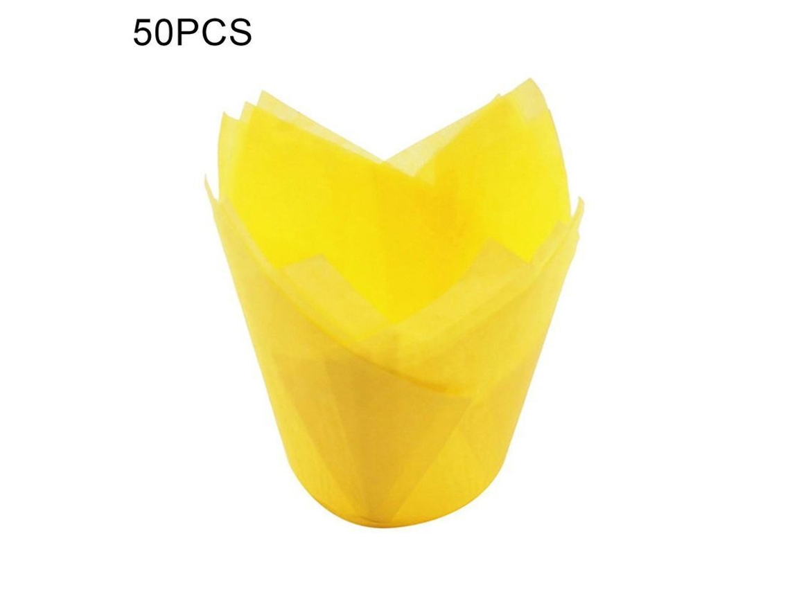 2026-farfi 50 Copos De Papel Anti-aceite Forma Tulipán Para Magdalenas Muffins Cupcakes Utensilio De Repostería