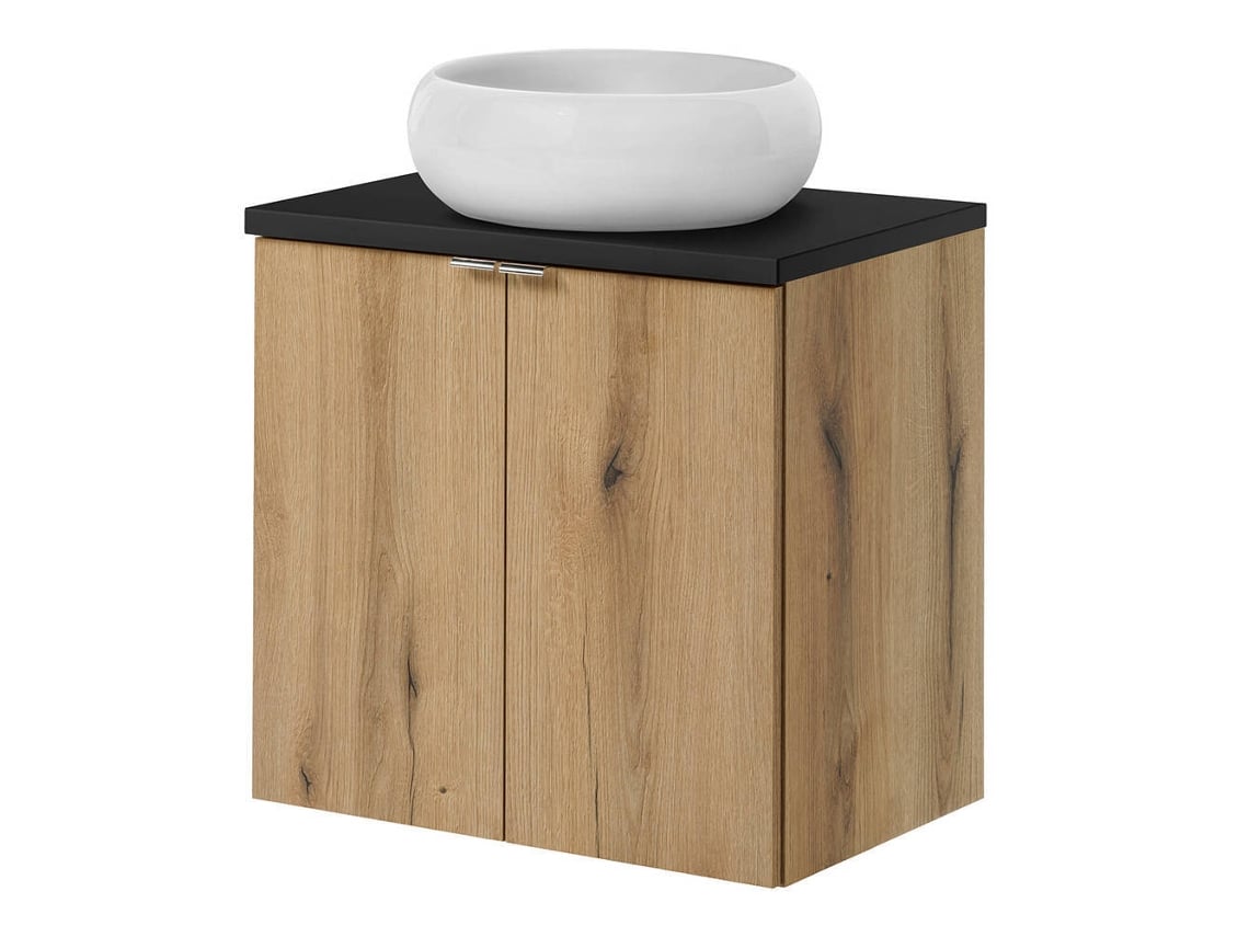 Mueble Lavabo Newport Con 2 Puertas 60 X 72 X 40 Cm Roble / Negro [EN.CASA]