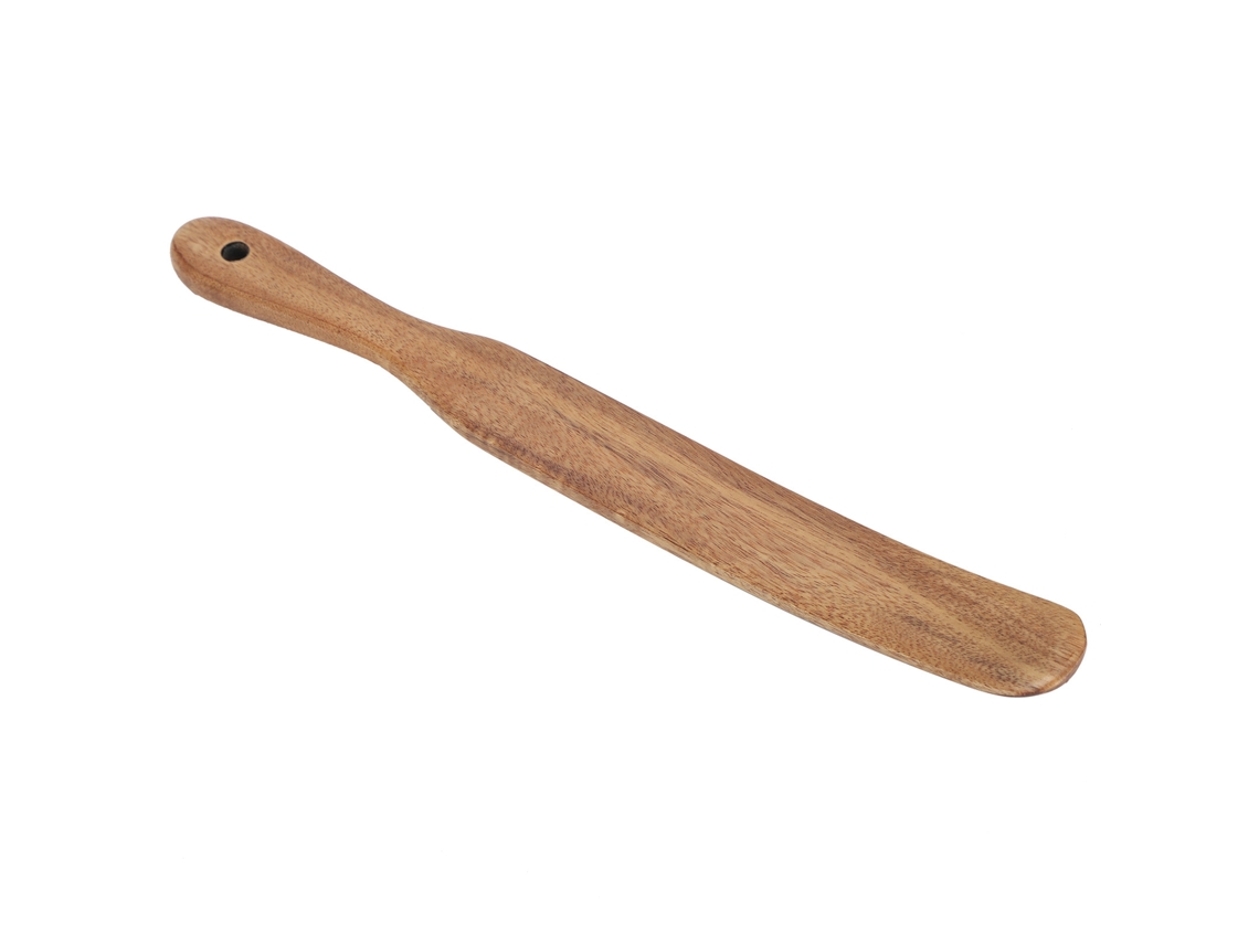 Espátula de madera de teca para freír en la cocina, 28x3 cm, duradera y saludable | Sin marca