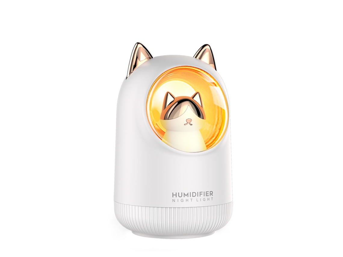 Humidificador Difusor Con Luz, 300 Ml, Blanco, Usb