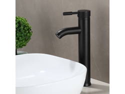 Grifo de baño negro de estilo minimalista, agua fría y caliente, acero inoxidable MDUG