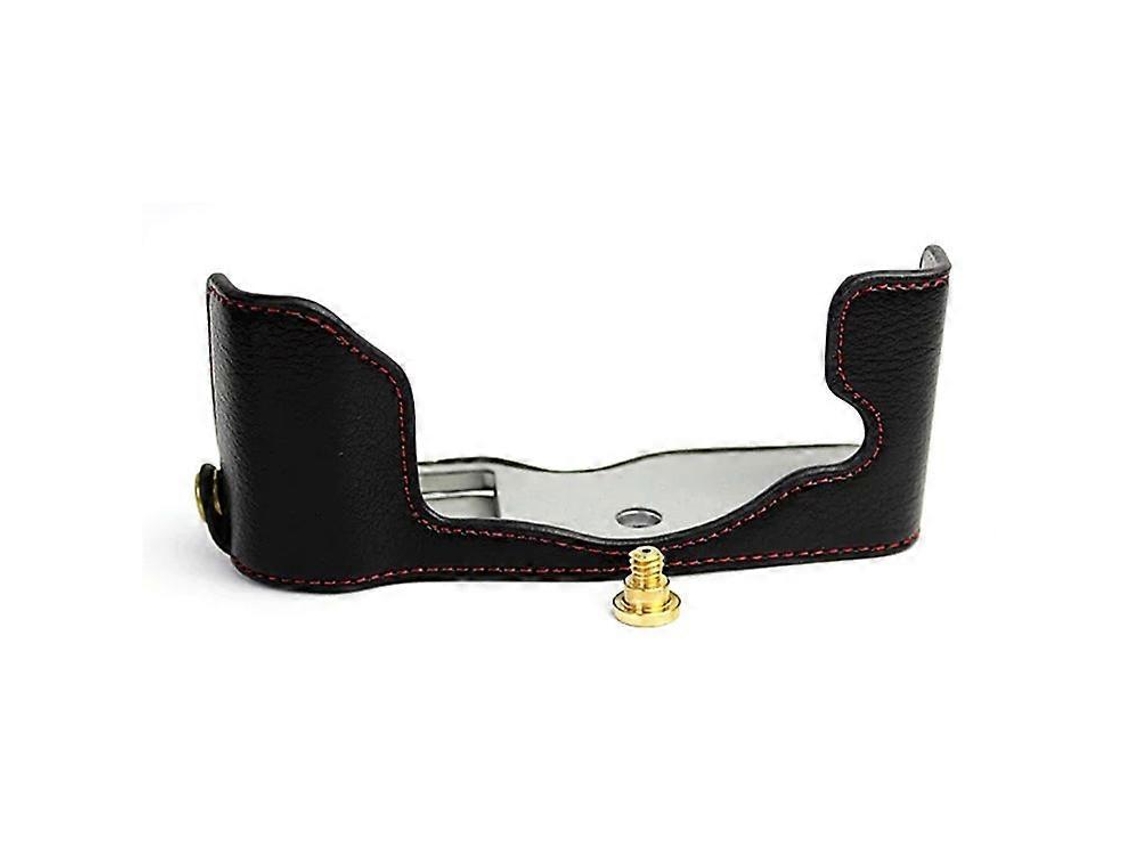 Funda protectora de cuero genuino para cámara Olympus Pen F con apertura inferior Facpoet