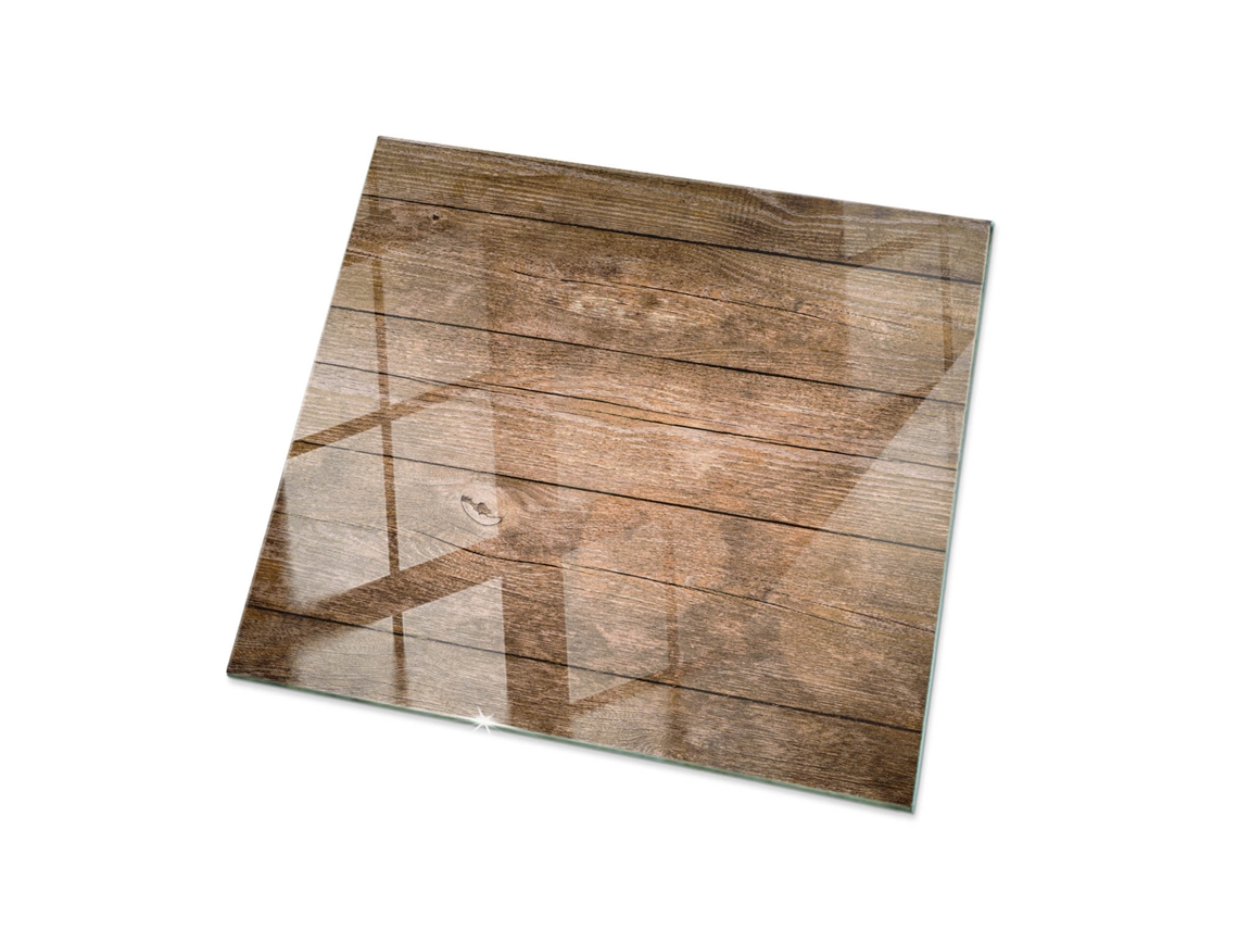 Tablero de mesa cuadrado de Espelharte (50x50 cm - Estructura de tablones de madera - Marrón)