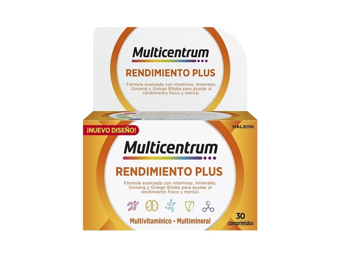 Complemento Alimentar MULTICENTRUM Plus Ginseng Y Ginkgo (30 comprimidos)