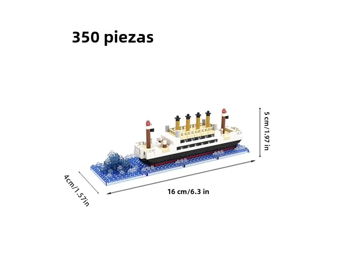 (350 piezas) Bloques de construcción de simulación del Titanic, juguetes de micropartículas de alta dificultad, modelo de crucero, regalos para niños