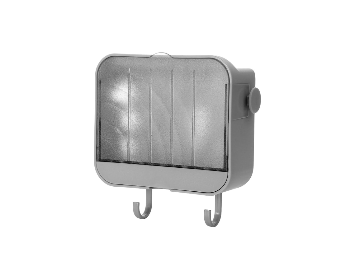 Jabonera De Pared, No Requiere Perforación, Dos Niveles, Ganchos, Diseño Con Drenaje, Pp Gris Para Baño
