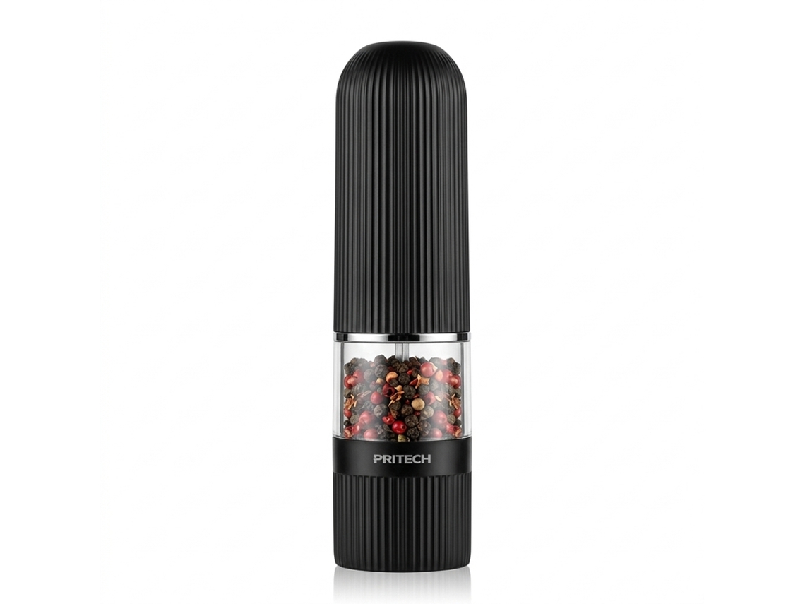 Molinillo eléctrico de sal y pimienta Pritech PBP-382 negro con tamaño de grano ajustable