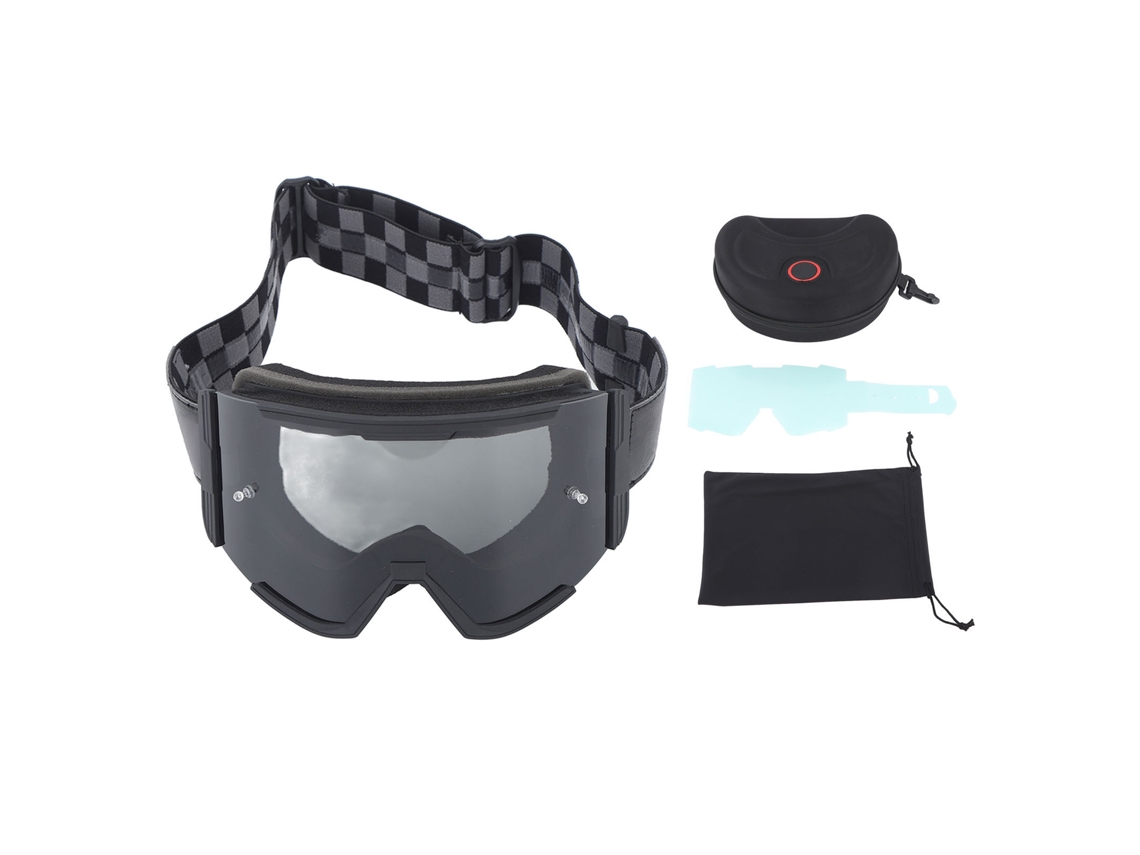 Gafas deportivas, resistentes al polvo y al viento, para motociclismo, ciclismo y carreras. Montura negra, lente gris.