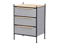 Cómoda Ml-design Con 3 Cajones De Tela Gris 58x78x42,5cm Tablero Mdf Y Estructura De Acero