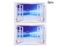 2 Adhesivos De Pared Para Ventana Con Diseño Marino Azul, Decorativos Para El Hogar Y Puertas, De Pvc Anti-suciedad.