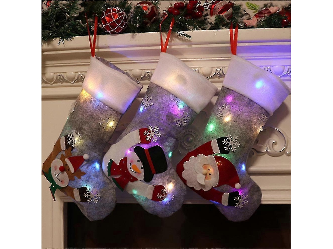 Medias navideñas decorativas, bolsas luminosas con farolillos pequeños, medias navideñas para regalar en la mesita de noche (Hengjian)