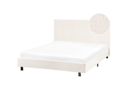 Cama De Casal Beliani Albi De Bouclé Branco 120x200