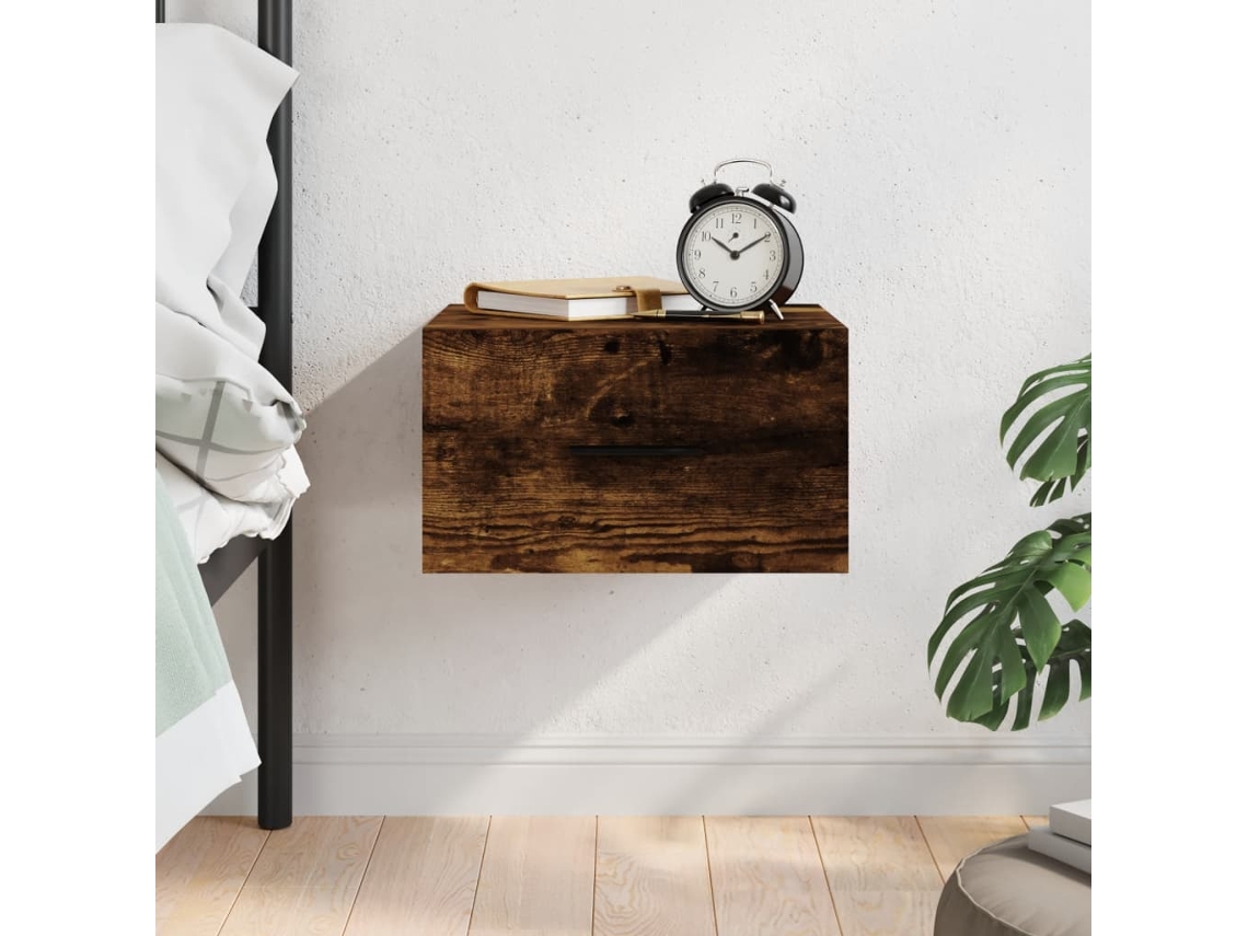 Mesita de Noche de Pared 35X35X20 Cm Color Roble Ahumado