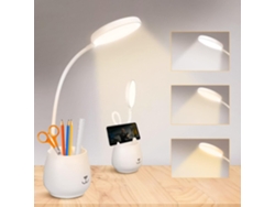 Lámpara Mesa Led Protección Ocular Con Soporte Móvil/bolígrafo, 3 Modos, Recargable Usb, Toque, Ajuste 360°