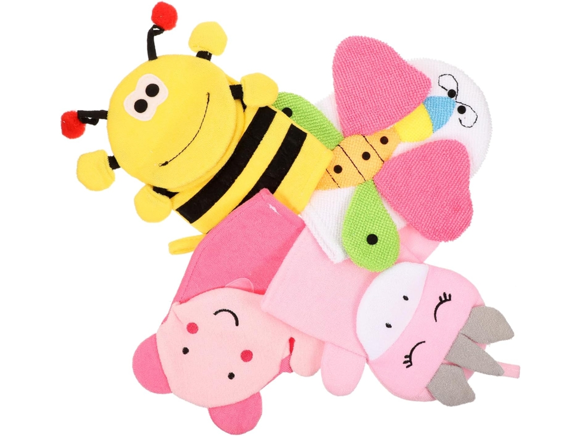 Conjunto De 4 Luvas De Banho Esfoliantes Para Meninos E Meninas Em Algodão Composto.