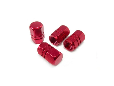 Tapas de válvula de aire de vástago de neumático de rueda de coche de aluminio antirrobo[Rojo]