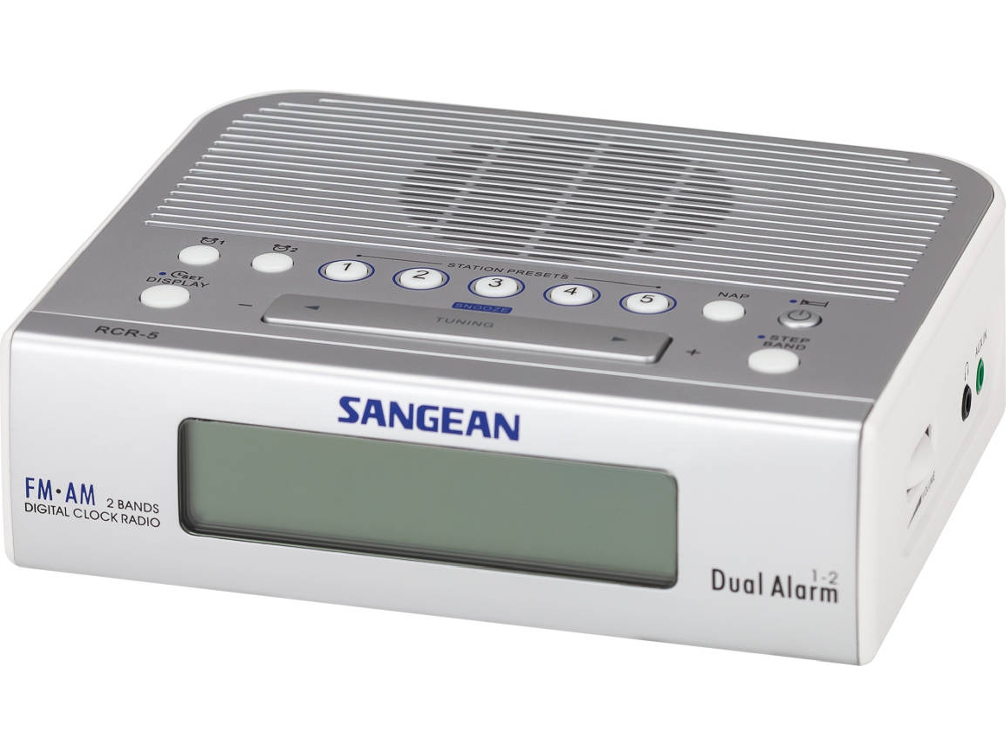 Radio Despertador SANGEAN (Blanco - Digital - AM/FM - Corriente - Alarma Doble - Snooze)