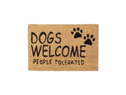 Relaxdays Felpudo Entrada Casa Perros, Alfombrilla Puerta, Coco Y Goma, 60x40 Cm, Tapete Welcome, Marrón Natural